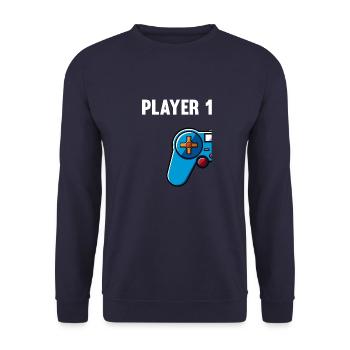 Gamer 1 2 Player Gaming Gaming Console Gift - Unisex Sweatshirt - navy - Front - Alina (178cm) & Michal (187cm)