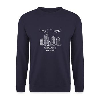 Grozny Chechen gift Chechnya Noxchi - Unisex Sweatshirt - navy - Front - Alina (178cm) & Michal (187cm)