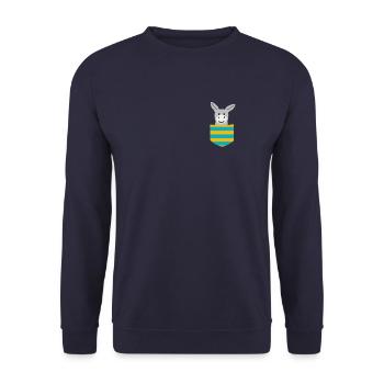 Droll donkey in breast pocket - Men, Women Child - Unisex Sweatshirt - navy - Front - Alina (178cm) & Michal (187cm)
