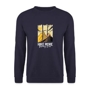 Hiking Wandern Berge Natur Berg Retro Geschenk - Unisex Pullover - Navy - Vorne - Alina (178cm) & Michal (187cm)