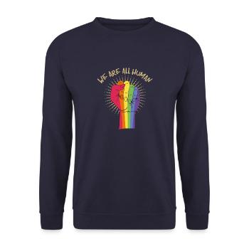 Gay Pride LGBTQ We are all people gift - Unisex Sweatshirt - navy - Front - Alina (178cm) & Michal (187cm)