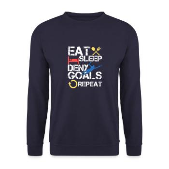 Lustige Fußball Sprüche und coole Fußball Torwart - Unisex Pullover - Navy - Vorne - Alina (178cm) & Michal (187cm)
