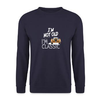 I'm not old I'm classic - Alte Autos - Unisex Pullover - Navy - Vorne - Alina (178cm) & Michal (187cm)