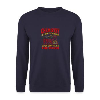 CHEMIKER HUMORVOLL by The Manzanita´s - Unisex Pullover - Navy - Vorne - Alina (178cm) & Michal (187cm)