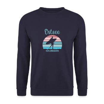 Kühlungsborn Ostsee Ostseebad Surfen Ferien - Unisex Pullover - Navy - Vorne - Alina (178cm) & Michal (187cm)