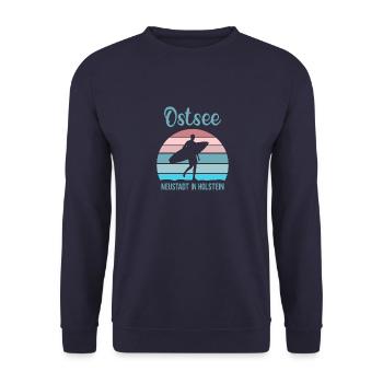 Neustadt (Holstein) Ostsee Hafen Urlaub - Unisex Pullover - Navy - Vorne - Alina (178cm) & Michal (187cm)