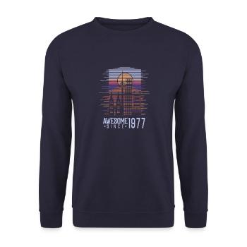 Vintage 1977 77 Birthday Retro Vintage Gift - Unisex Sweatshirt - navy - Front - Alina (178cm) & Michal (187cm)