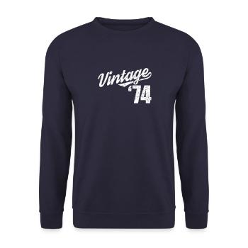 1974 74 Birthday Retro Vintage Vintage Gift - Unisex Sweatshirt - navy - Front - Alina (178cm) & Michal (187cm)