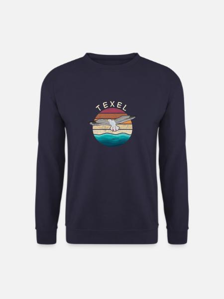 Texel Möwe, Retro Vintage, Nordsee Urlaub Geschenk - Unisex Pullover - Navy