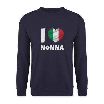 Italien Nonna Herz Flagge Italia Oma Geschenkidee - Unisex Pullover - Navy - Vorne - Alina (178cm) & Michal (187cm)