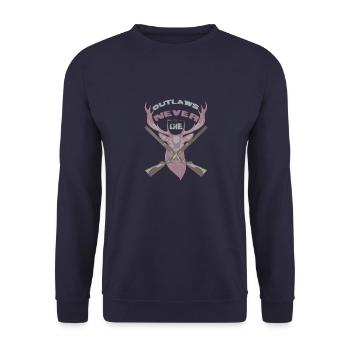 Outlaws Never Die Gift for dad lover hunting - Unisex Pullover - Navy - Vorne - Alina (178cm) & Michal (187cm)
