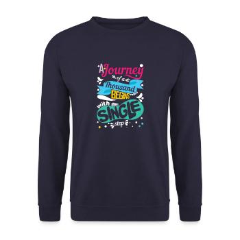 Ein Schritt für eine große Reise - Unisex Pullover - Navy - Vorne - Alina (178cm) & Michal (187cm)