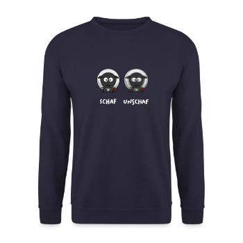 lustiges schaf unschaf T-Shirt - Unisex Pullover - Navy - Vorne - Alina (178cm) & Michal (187cm)