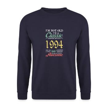 Vintage 1994 94 Birthday Retro Vintage Gift - Unisex Sweatshirt - navy - Front - Alina (178cm) & Michal (187cm)