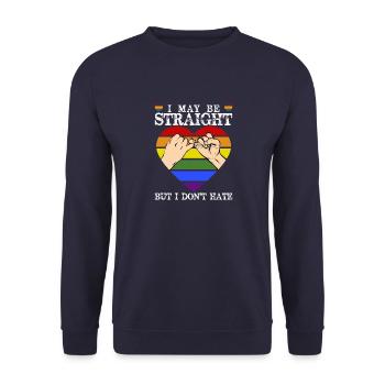 LGBTQ Regenbogen Herz - Unisex Pullover - Navy - Vorne - Alina (178cm) & Michal (187cm)