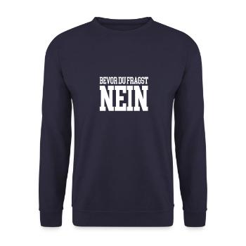 Bevor du fragst NEIN - Unisex Pullover - Navy - Vorne - Alina (178cm) & Michal (187cm)
