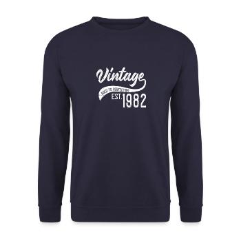 Vintage 1982 82 Birthday Retro Vintage Gift - Unisex Sweatshirt - navy - Front - Alina (178cm) & Michal (187cm)
