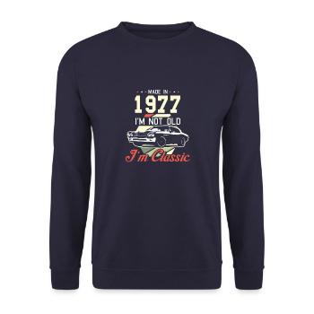 Vintage 1977 77 Anniversaire Rétro Millésime cadeau - Sweat-shirt Unisexe - marine - Devant - Alina (178cm) & Michal (187cm)