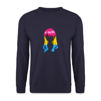 Pansexueller Stolz Anime Mädchen Kawaii - Unisex Pullover - Navy - Vorne - Alina (178cm) & Michal (187cm)