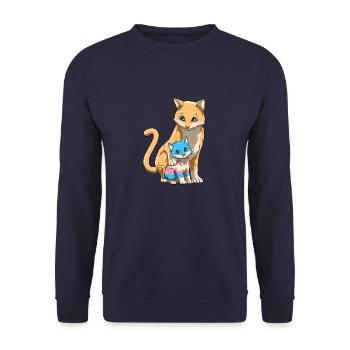 Transgender Stolz Mama Katze Mutter Tochter Sohn - Unisex Pullover - Navy - Vorne - Alina (178cm) & Michal (187cm)