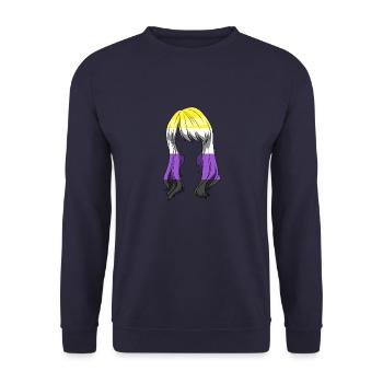 Nichtbinärer Stolz und Genderqueer Anime Kawaii - Unisex Pullover - Navy - Vorne - Alina (178cm) & Michal (187cm)