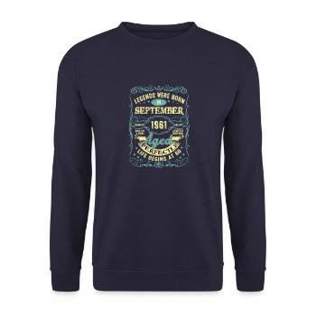 Septembre 1961 60e anniversaire 60 ans pour les hommes - Sweat-shirt Unisexe - marine - Devant - Alina (178cm) & Michal (187cm)