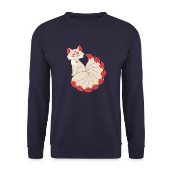 Kitsune Fuchs - Unisex Pullover - Navy - Vorne - Alina (178cm) & Michal (187cm)
