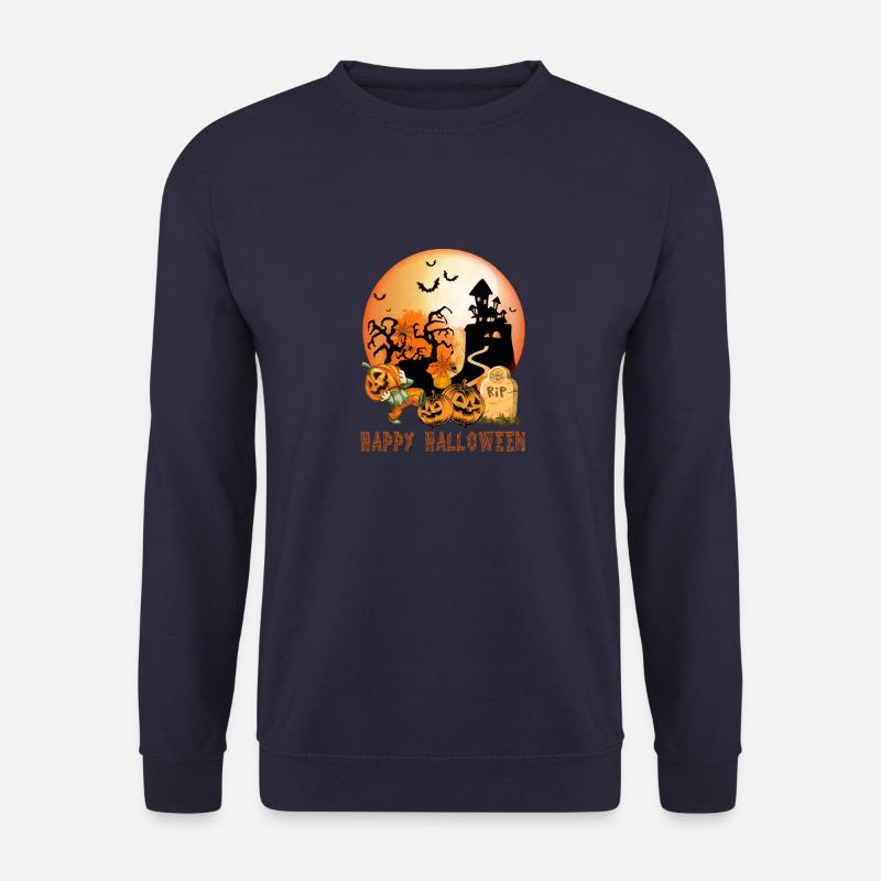 Halloween Zwerg trägt nachts den Kürbis ans Grab - Unisex Pullover - Navy