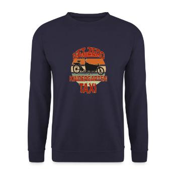 Retro Lastenbike Lastenfahrrad Kita Cargo Bike - Unisex Pullover - Navy - Vorne - Alina (178cm) & Michal (187cm)