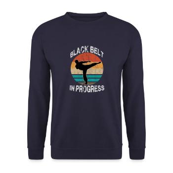 Kultiges Vintage Karate Motiv Karate Training - Unisex Pullover - Navy - Vorne - Alina (178cm) & Michal (187cm)