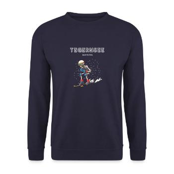 Tegernsee Bayern Deutschland Ski Skelett - Unisex Pullover - Navy - Vorne - Alina (178cm) & Michal (187cm)