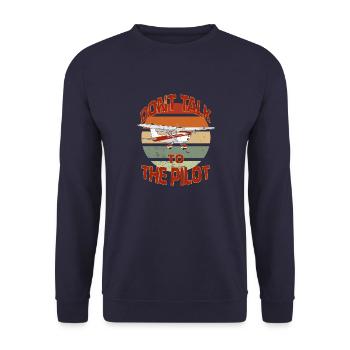 Retro Pilot Modellflieger Hobby Piloten Flieger - Unisex Pullover - Navy - Vorne - Alina (178cm) & Michal (187cm)