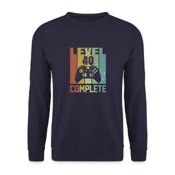 Level 40 complete Birthday Shirt Gift - Unisex Sweatshirt - navy - Front - Alina (178cm) & Michal (187cm)