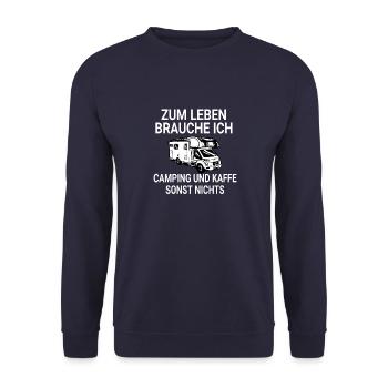 Lustiger Camper Camping Spruch - Unisex Pullover - Navy - Vorne - Alina (178cm) & Michal (187cm)
