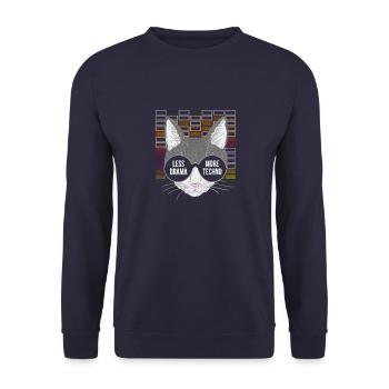 Moins de drame Plus de musique techno et de chats - Sweat-shirt Unisexe - marine - Devant - Alina (178cm) & Michal (187cm)
