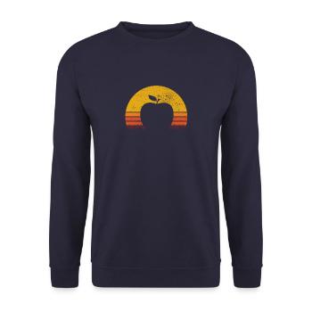 Apfel Gesund Frucht Obst Vegan Retro Geschenk - Unisex Pullover - Navy - Vorne - Alina (178cm) & Michal (187cm)