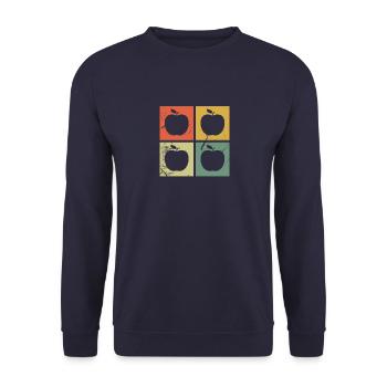 Apfel Gesund Frucht Obst Vegan Retro Geschenk - Unisex Pullover - Navy - Vorne - Alina (178cm) & Michal (187cm)