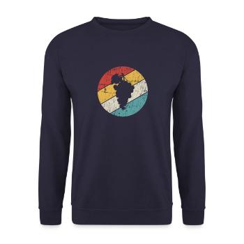 Obst Trauben Wein Traube Weinrebe Retro Geschenk - Unisex Pullover - Navy - Vorne - Alina (178cm) & Michal (187cm)