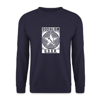 Socialism Hammer und Sichel USSR UdSSR Geschenk - Unisex Pullover - Navy - Vorne - Alina (178cm) & Michal (187cm)