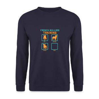 French Bulldog Training - Unisex Pullover - Navy - Vorne - Alina (178cm) & Michal (187cm)