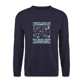 Endoscopy Nurse Gifts for Rn Krank - Unisex Sweatshirt - navy - Front - Alina (178cm) & Michal (187cm)