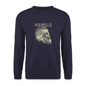 Walhalla Wikinger-Schädel - Unisex Pullover - Navy - Vorne - Alina (178cm) & Michal (187cm)