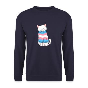 Niedliche Transgender-Katze - Unisex Pullover - Navy - Vorne - Alina (178cm) & Michal (187cm)
