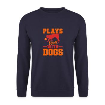 Plays Well With Dogs - Unisex Sweatshirt - navy - Front - Alina (178cm) & Michal (187cm)