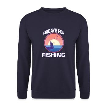 Funny Fishing Fishing Hobby Fishing Trip Fish - Unisex Sweatshirt - navy - Front - Alina (178cm) & Michal (187cm)