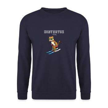 Hintertux Tirol Österreich Retro Ski Tiger - Unisex Pullover - Navy - Vorne - Alina (178cm) & Michal (187cm)