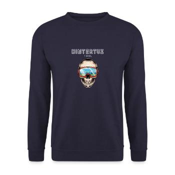 Hintertux Tirol Österreich Retro Ski Skelett - Unisex Pullover - Navy - Vorne - Alina (178cm) & Michal (187cm)