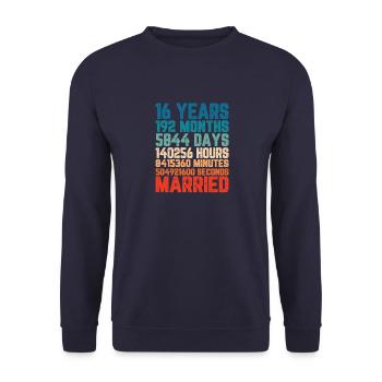 16 ans marié Mariage Mariage Dire Cadeau - Sweat-shirt Unisexe - marine - Devant - Alina (178cm) & Michal (187cm)
