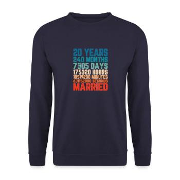 20 ans mariage mariage mariage dire cadeau - Sweat-shirt Unisexe - marine - Devant - Alina (178cm) & Michal (187cm)