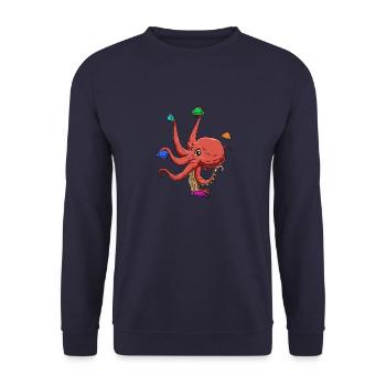 Lustiger Boulderer und Kletterkrake - Unisex Pullover - Navy - Vorne - Alina (178cm) & Michal (187cm)